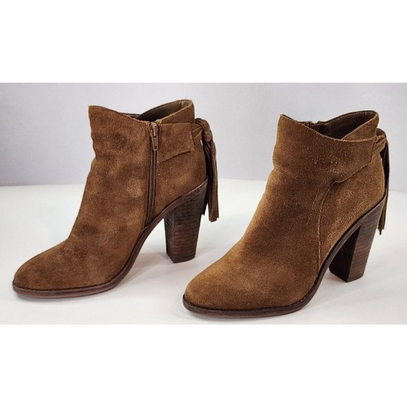 Vince Camuto Linford Boots Womens Size 6M Brown Suede Tasseled Ankle Booties - Picture 4 of 12